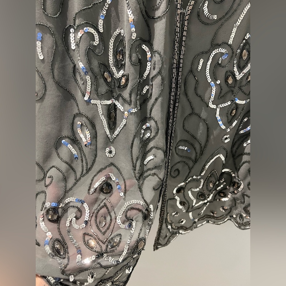 Vintage Together Beaded Sheer Blouse | Ornate Sequin Embellished Jacket Top | OS - Picture 6 of 10